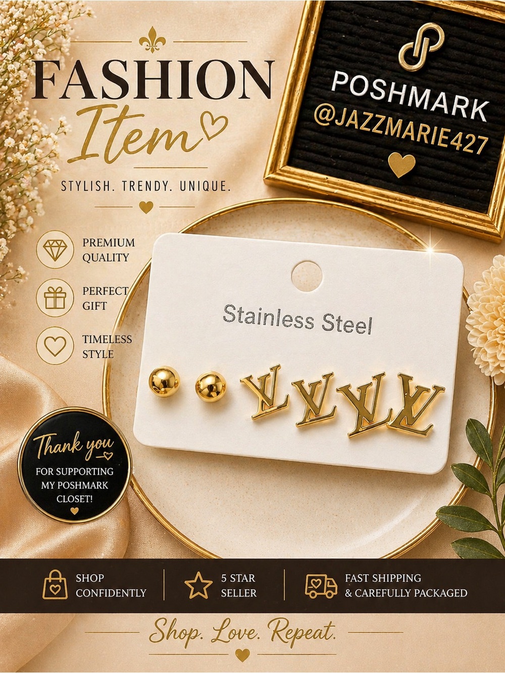 🔥🔥🔥3 Earrings Fashion Set-Gold🔥🔥🔥
